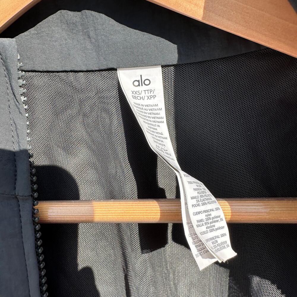 Alo Yoga Origin Full-Zip Track Jacket Size XXS Charcoal Green Windbreaker $198 - Picture 4 of 16